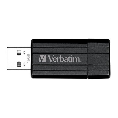 16GB USB Flash 2.0 PinStripe Bk VERBATIM