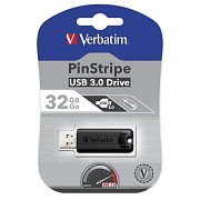 32GB USB Flash 3.0 PinStripe Bk VERBATIM