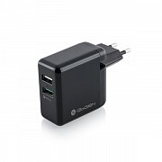 Nabíječka do sítě GoGEN ACHQ 203, 2x USB, 2,4A s funkcí rychlonabíjení QC 3.0 (18W) - černá