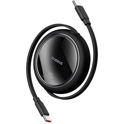 Navíjecí kabel USB-C/USB-C 1m 100W černý