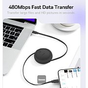 Navíjecí kabel USB-C/USB-C 1m 100W černý