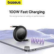 Navíjecí kabel USB-C/USB-C 1m 100W černý