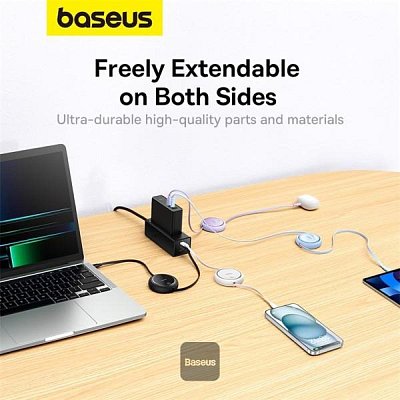 Navíjecí kabel USB-C/USB-C 1m 100W černý