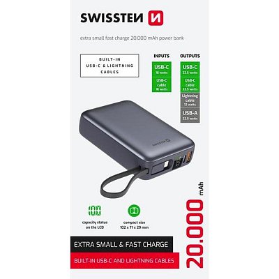 Powerbanka 20000mAh 22.5W silv. SWISSTEN