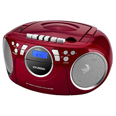 Radiomagnetofon s CD Hyundai TRC 788 AU3RS, červená/stříbrná