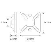 _RCC 22 čtver. úchytka 2cm 50ks RETLUX