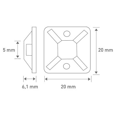 _RCC 22 čtver. úchytka 2cm 50ks RETLUX
